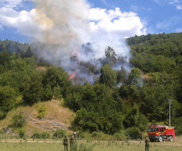 Declaran alerta amarilla en Palena por tres incendios forestales